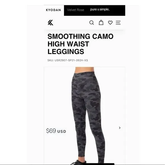 Kyodan Smoothing Camo High Waist Leggings - Picture 2 of 8